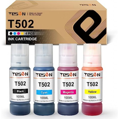 TESEN T502 Compatible Refill Ink Bottle Replacement for 502 T502 522 T522 4 Pack